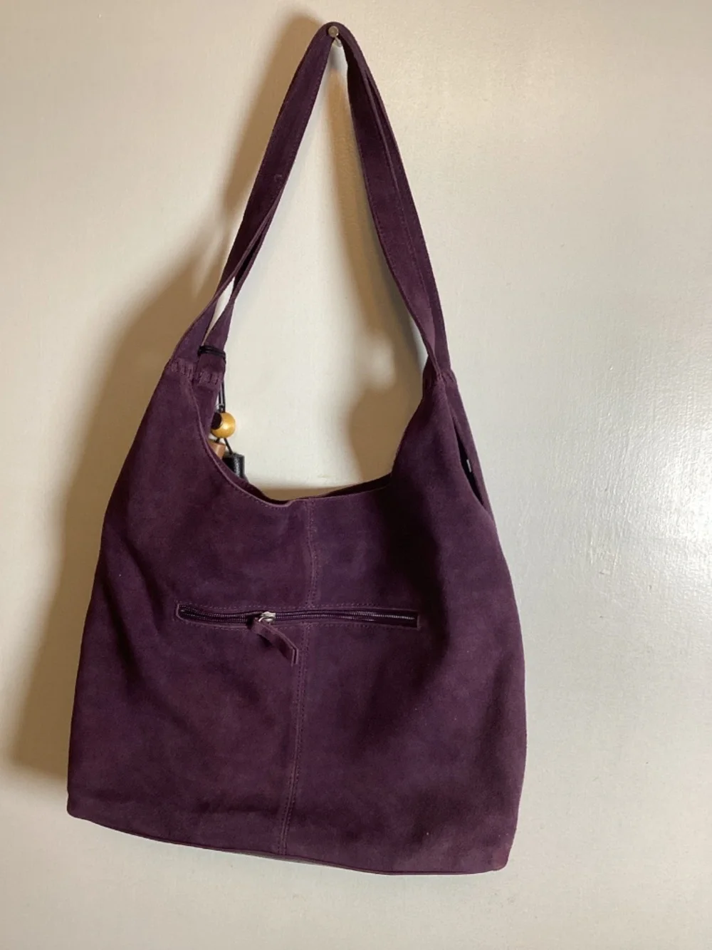 The Sak suede hobo with contrast tassels with wooden bead accent #boho # suede